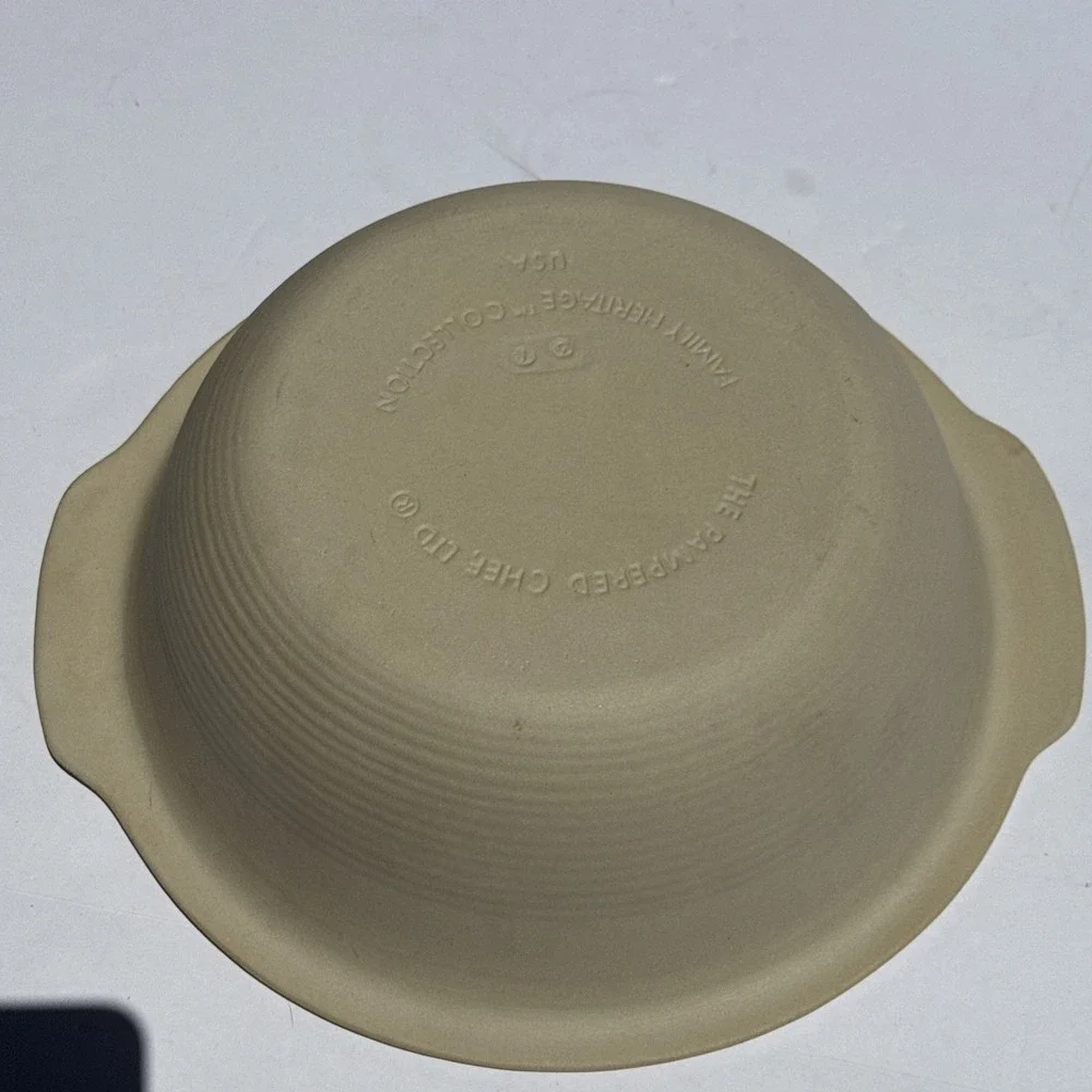 Pampered Chef Stoneware Large Mixing Baking Bowl Family Heritage 12 Inch USA EUC